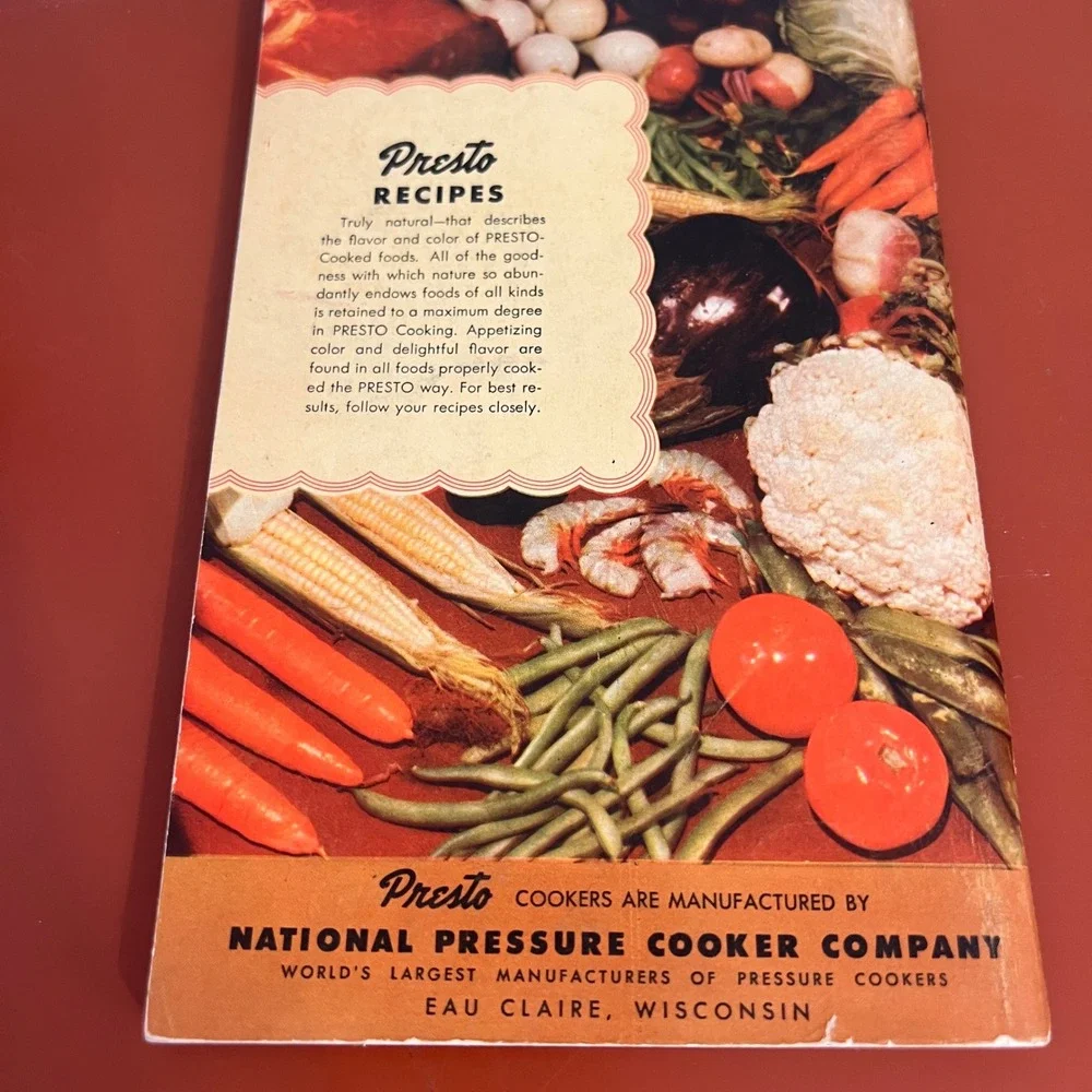 Vintage 1950 Presto Copper Bonded Stainless Steel‎ Cooker Recipe Book Model 304